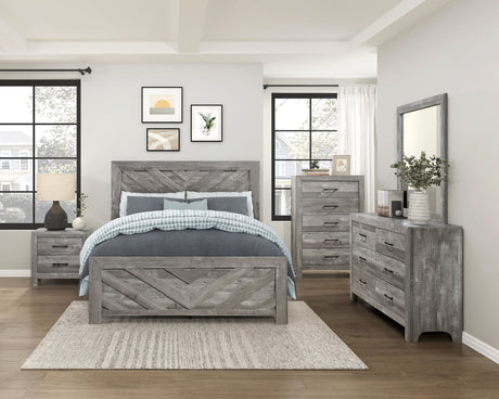 Corbin Gray Crossbuck Queen Panel Bed by Homelegance at Eve Furniture