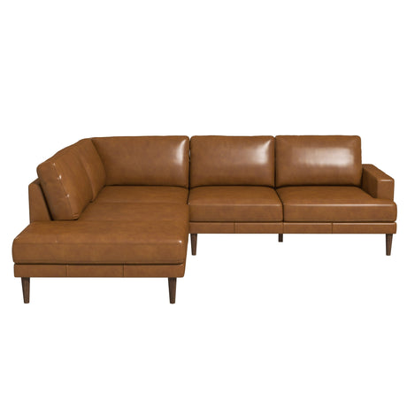 Corbin Left-Facing Tan Leather Sectional Sofa by Ashcroft Imports at Eve Furniture