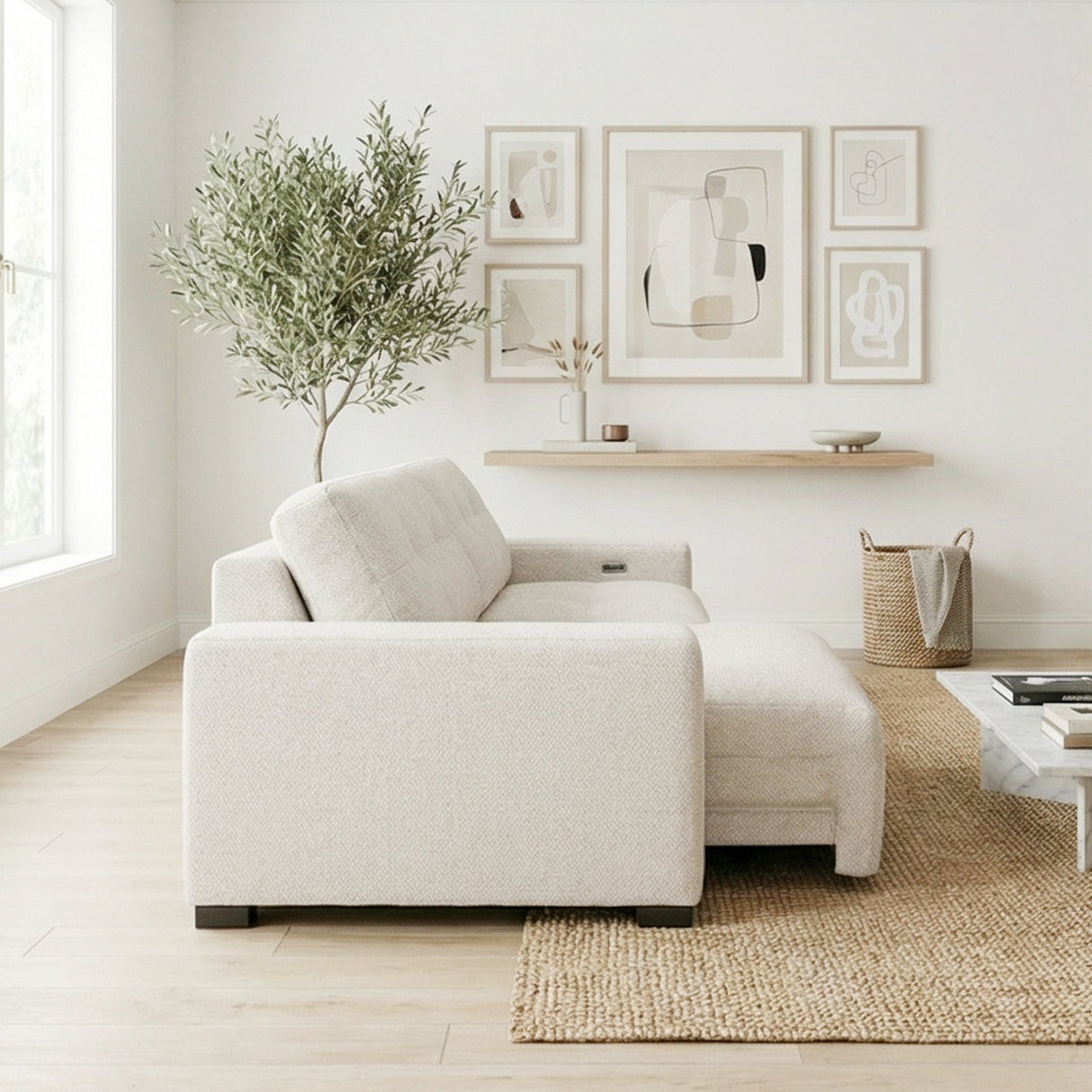 Corston Beige Linen PWR Slider Sofa
