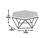 Corvus White Marble Top HexagonCocktail Table by Steve Silver at Eve Furniture