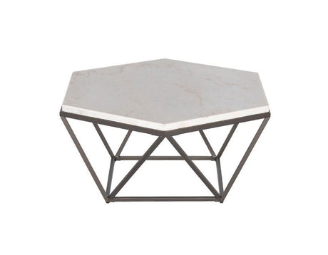 Corvus White Marble Top HexagonCocktail Table by Steve Silver at Eve Furniture