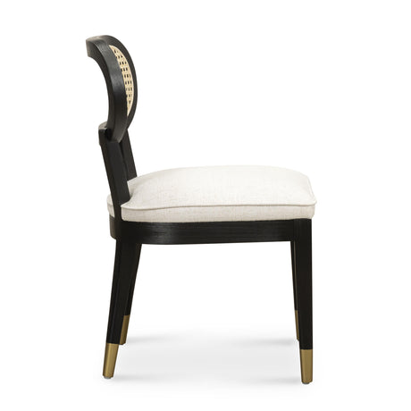 Cosette Black Dining Chair in Cream Performance Linen by TOV Furniture at Eve Furniture