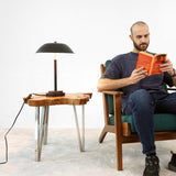 Cosmiclume Black Umbrella Shaped Table Lamp - Walnut - Bronze by Ashcroft Imports at Eve Furniture