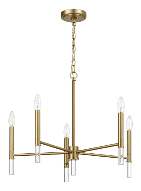 Courtyard Five Light Golden Brass Candle Light Chandelier 24"W × 17.75"H by Ashcroft Imports at Eve Furniture