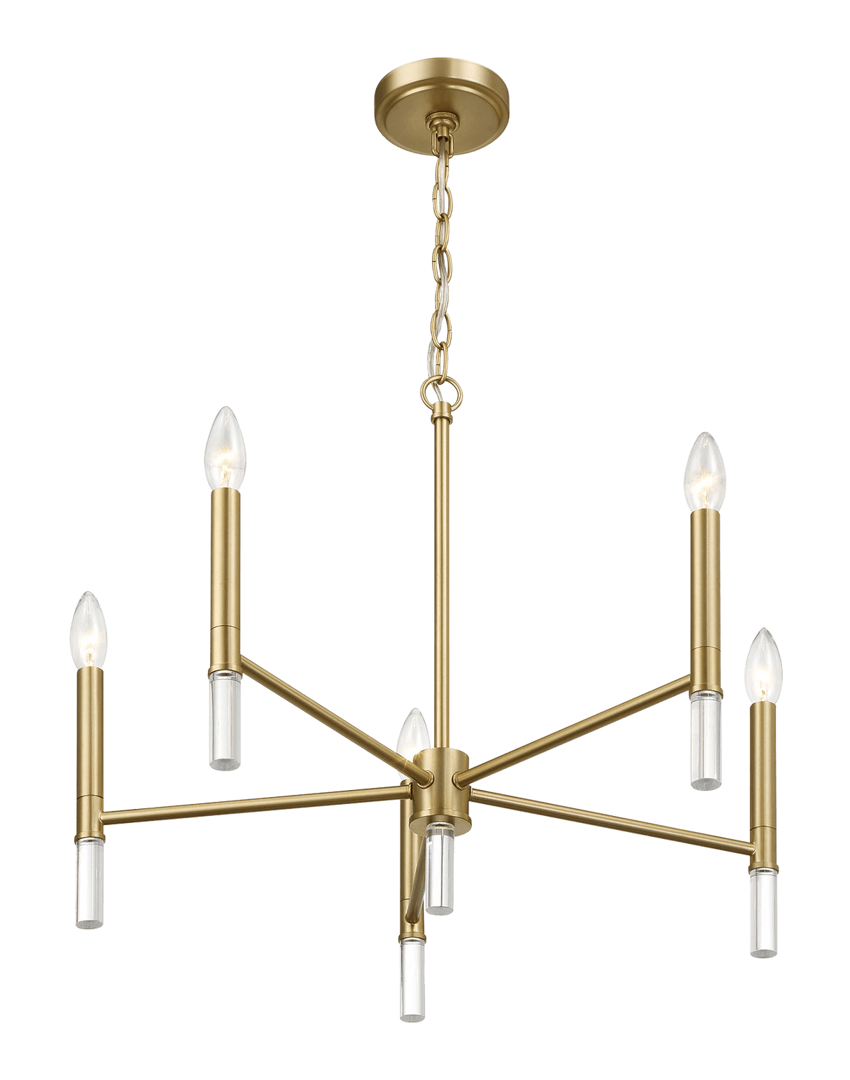 Courtyard Five Light Golden Brass Candle Light Chandelier 24"W × 17.75"H by Ashcroft Imports at Eve Furniture