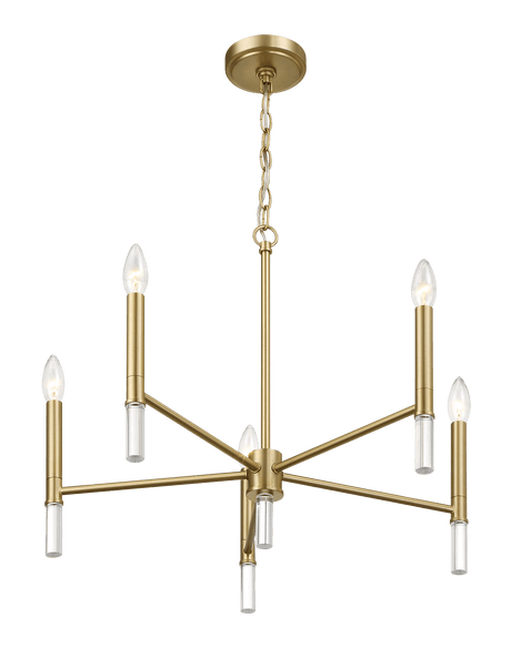 Courtyard Five Light Golden Brass Candle Light Chandelier 24"W × 17.75"H by Ashcroft Imports at Eve Furniture