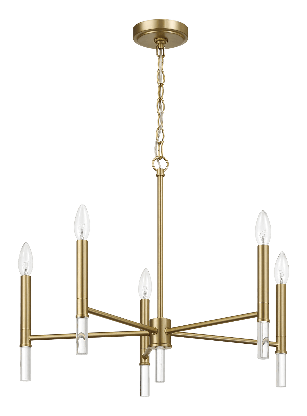 Courtyard Five Light Golden Brass Candle Light Chandelier 24"W × 17.75"H by Ashcroft Imports at Eve Furniture