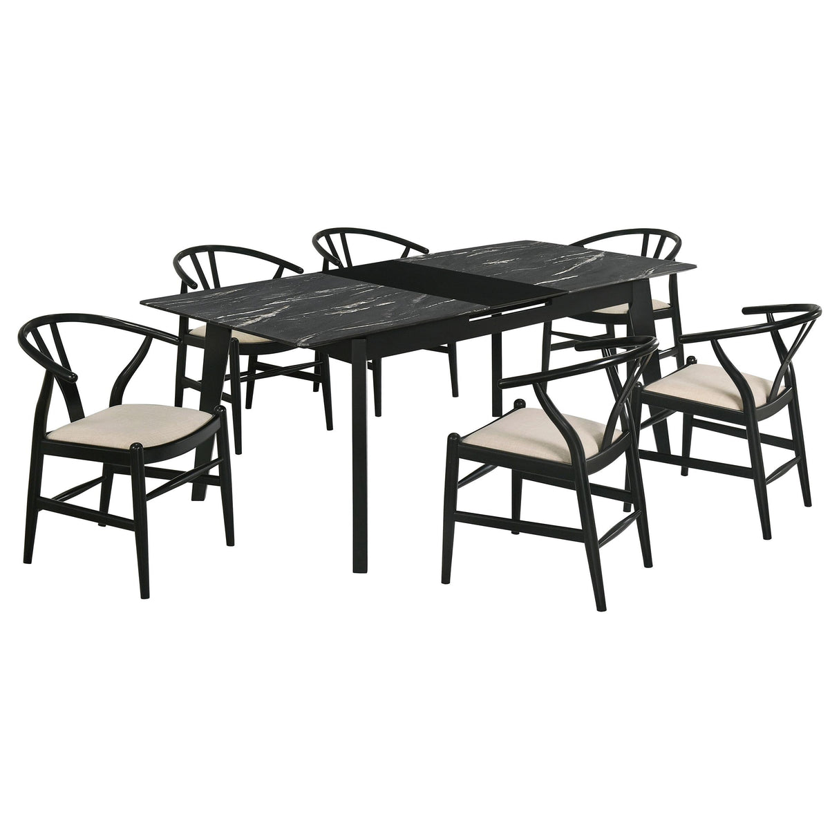 Crestmont Black 7-Piece Dining Set with Extension Leaf by Coaster at Eve Furniture