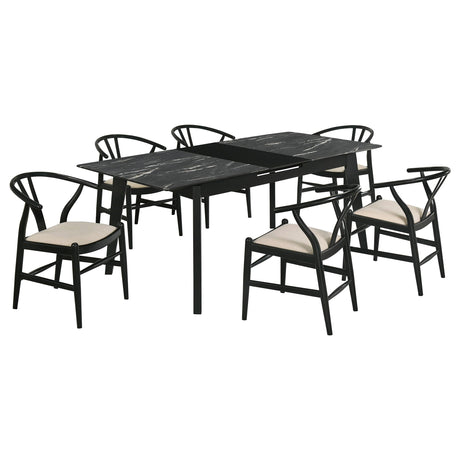 Crestmont Black 7-Piece Dining Set with Extension Leaf by Coaster at Eve Furniture