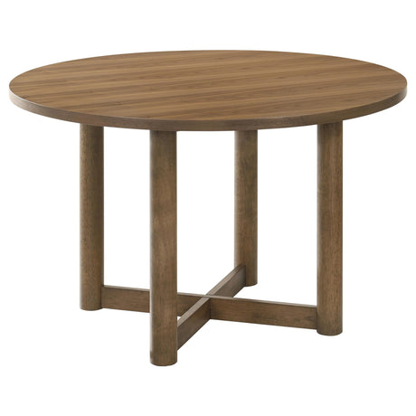 Crestmore Walnut Round Wood Dining Table by Coaster at Eve Furniture