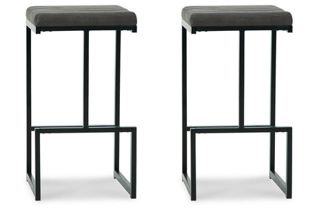 Strumford Gray/Black Bar Height Barstool, Set of 2