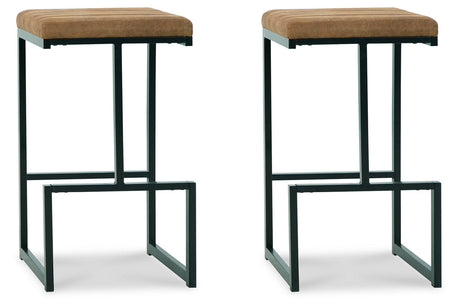 Strumford Caramel/Black Bar Height Barstool, Set of 2