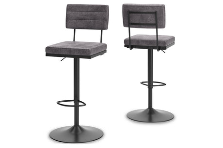 Strumford Gray/Black Bar Height Barstool, Set of 2