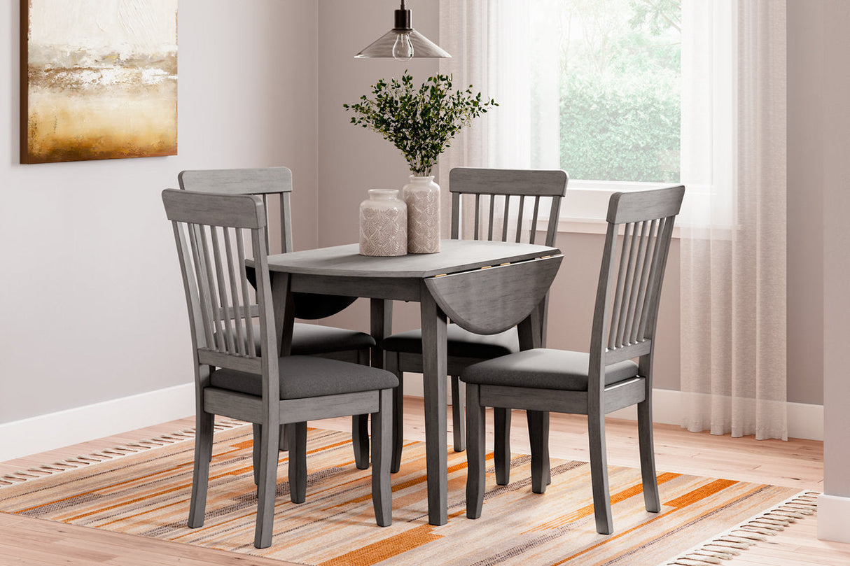 Shullden Gray Dining Table and 4 Chairs