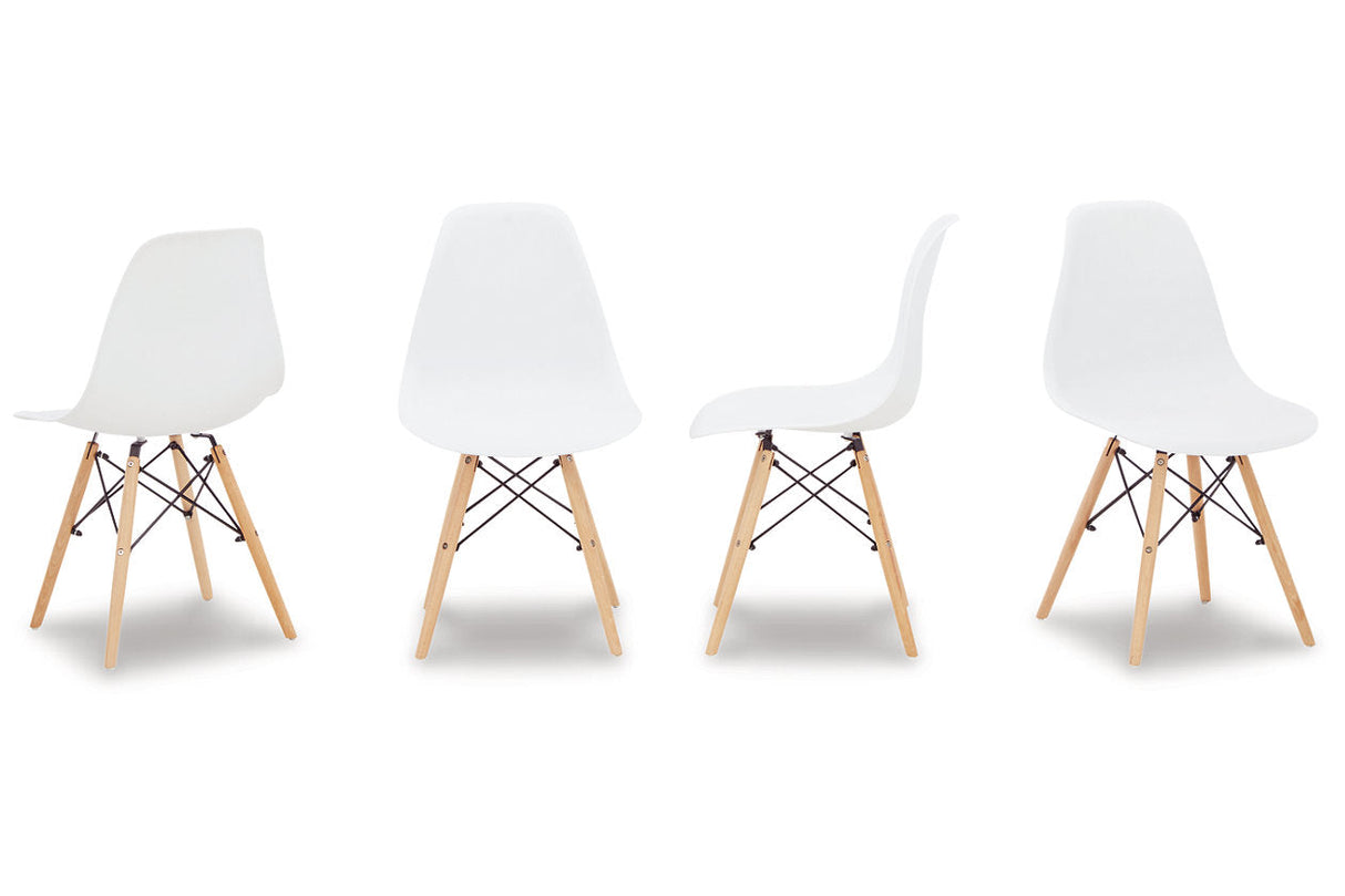 Jaspeni White/Natural Dining Chair, Set of 4