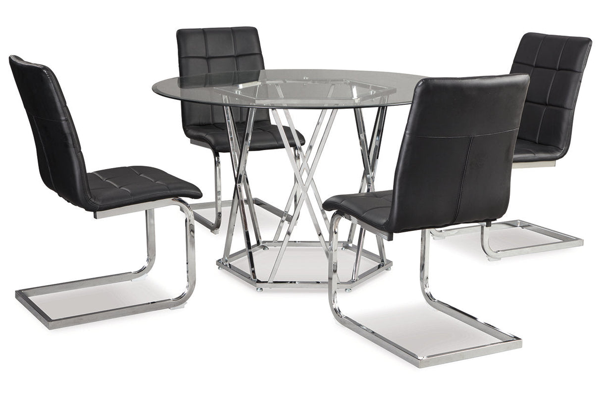 Madanere Chrome Finish Dining Table and 4 Chairs