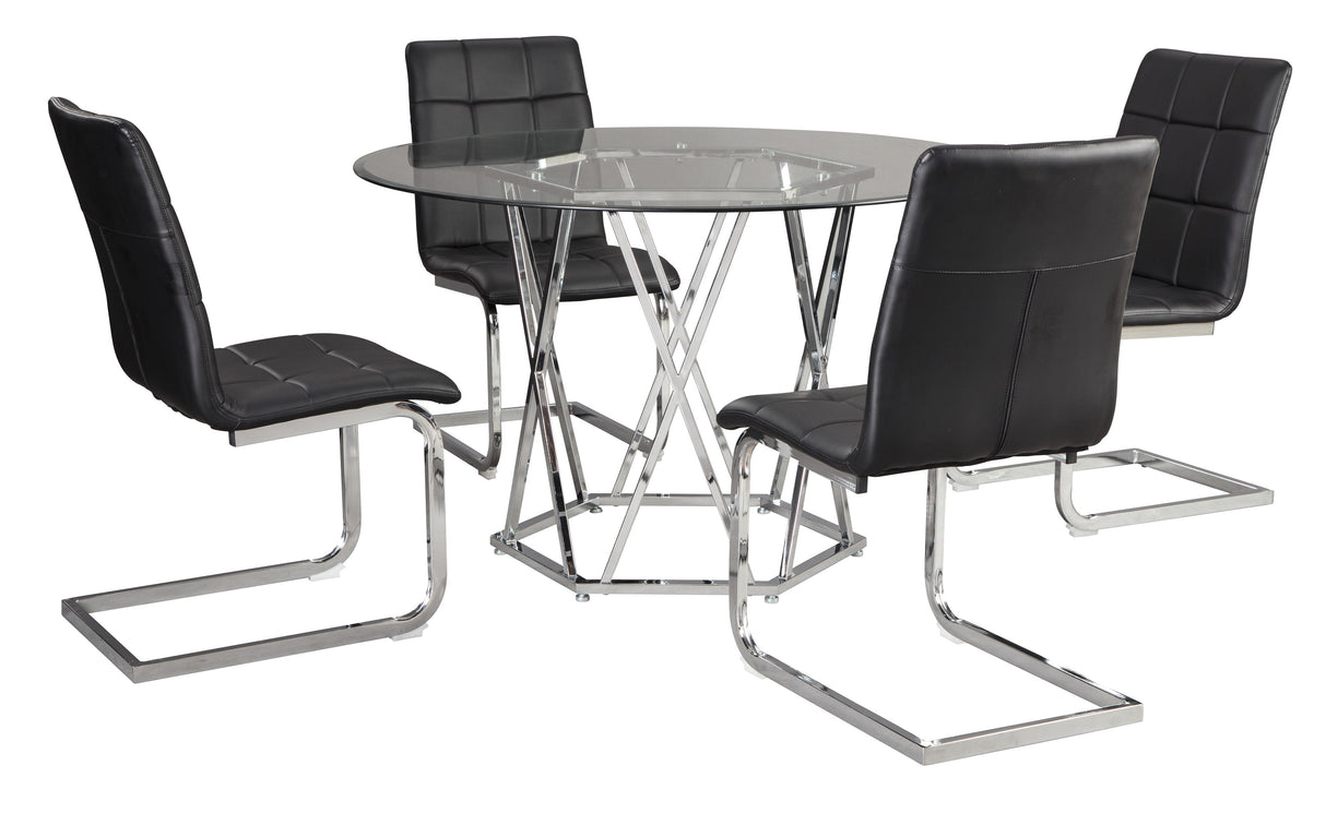 Madanere Black/Chrome 5-Piece Round Dining Set