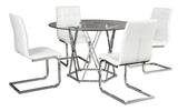 Madanere White/Chrome 5-Piece Round Dining Set