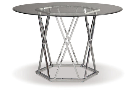 Madanere Chrome Finish Dining Table and 4 Chairs