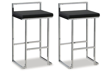 Madanere Black/Chrome Finish Bar Height Barstool, Set of 2