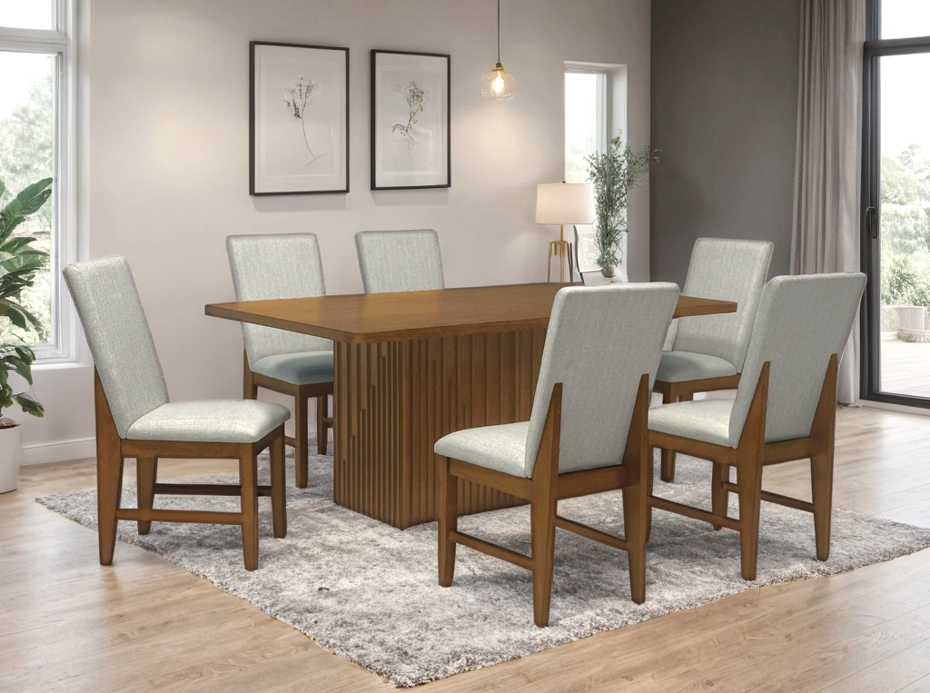 Windsor Brown 7-Piece Dining Room Set by Happy Homes at Eve Furniture