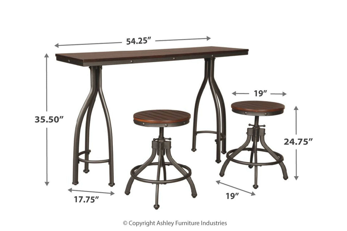 Odium Rustic Brown 3-Piece Counter Height Set