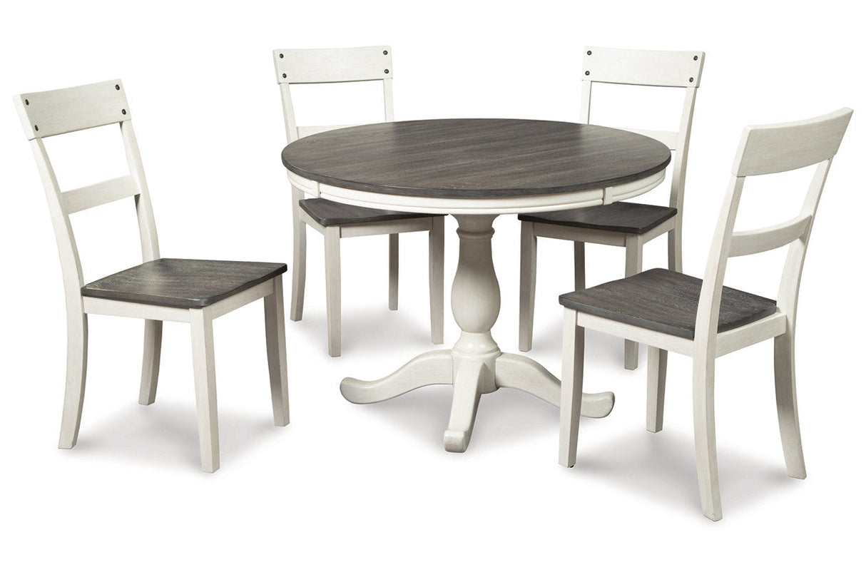 Nelling Two-tone Dining Table and 4 Chairs