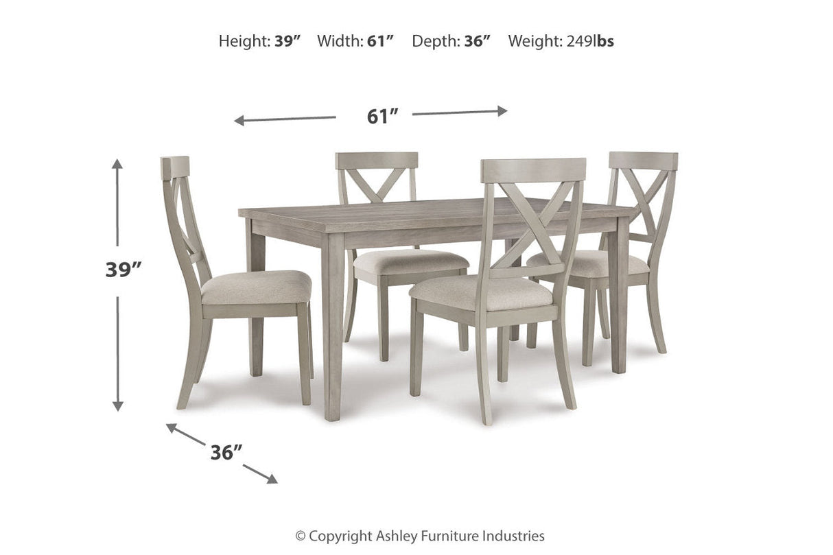 Parellen Gray Dining Table and 4 Chairs