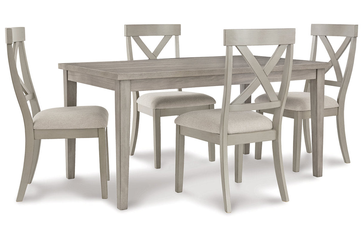 Parellen Gray Dining Table and 4 Chairs