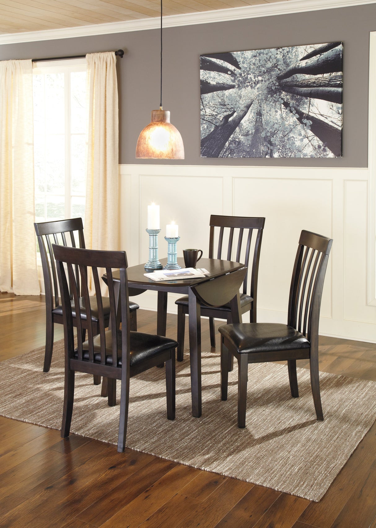 Hammis Dark Brown 5-Piece Drop Leaf Dining Set