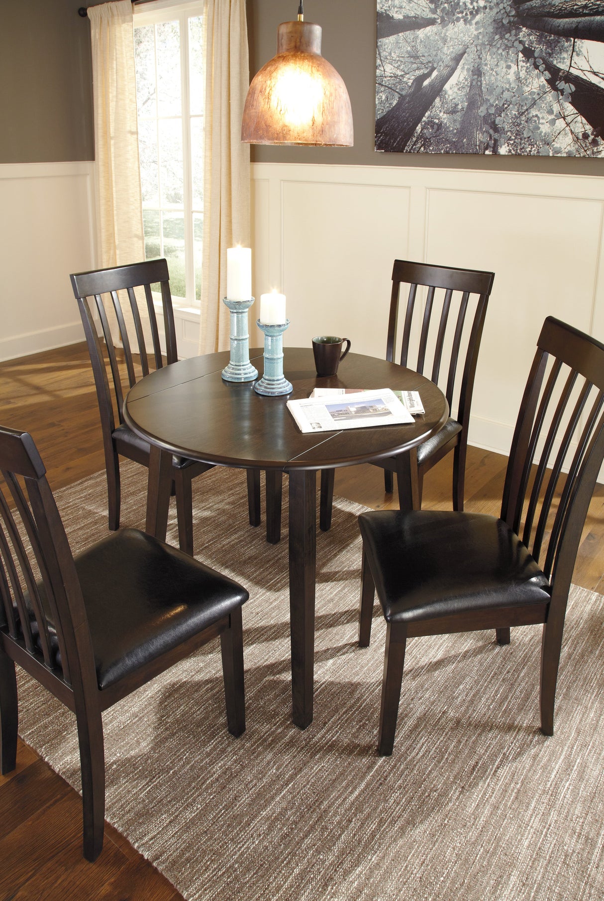 Hammis Dark Brown 5-Piece Drop Leaf Dining Set