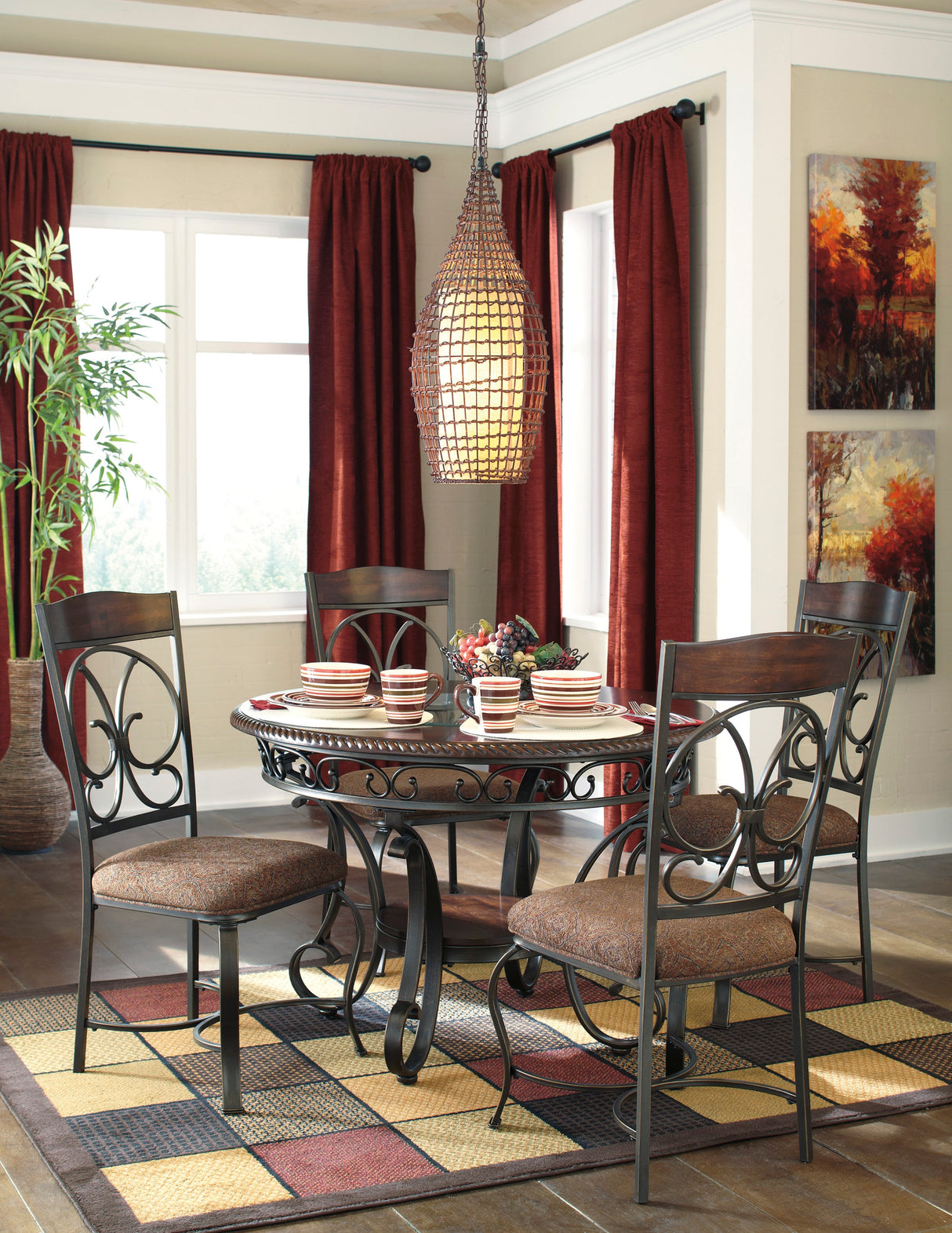 Glambrey Brown 5-Piece Round Dining Set