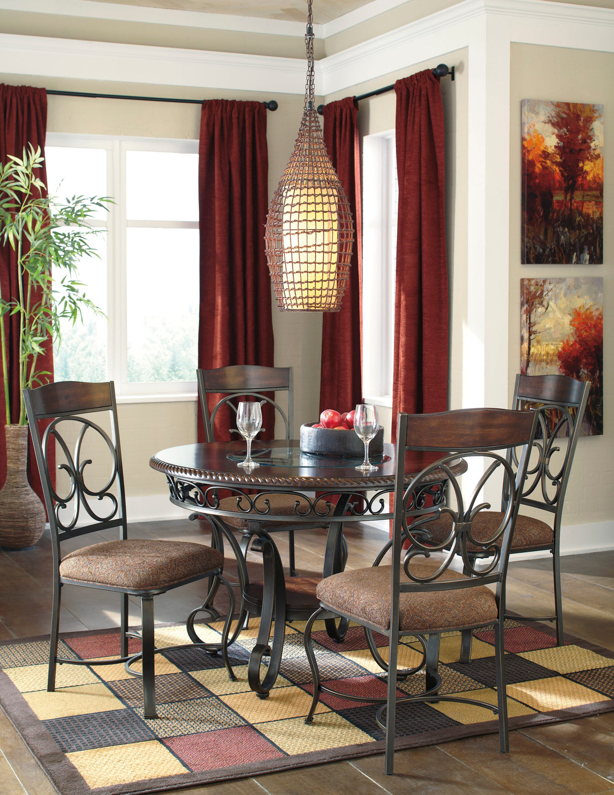 Glambrey Brown 5-Piece Round Dining Set