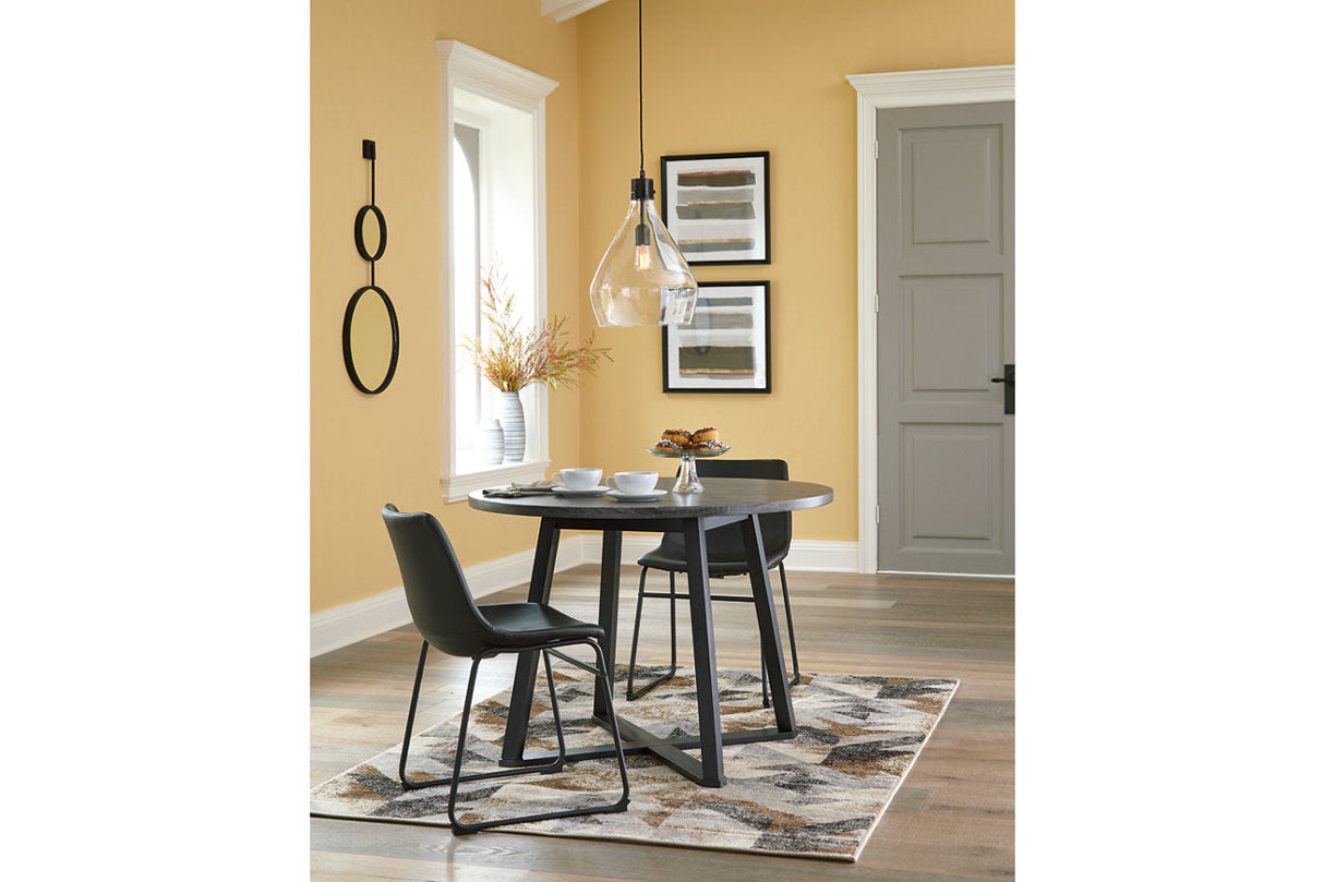 Centiar Black Dining Table and 2 Chairs