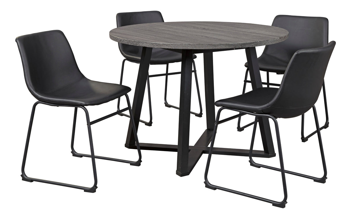 Centiar Gray/Black 5-Piece Round Dining Set