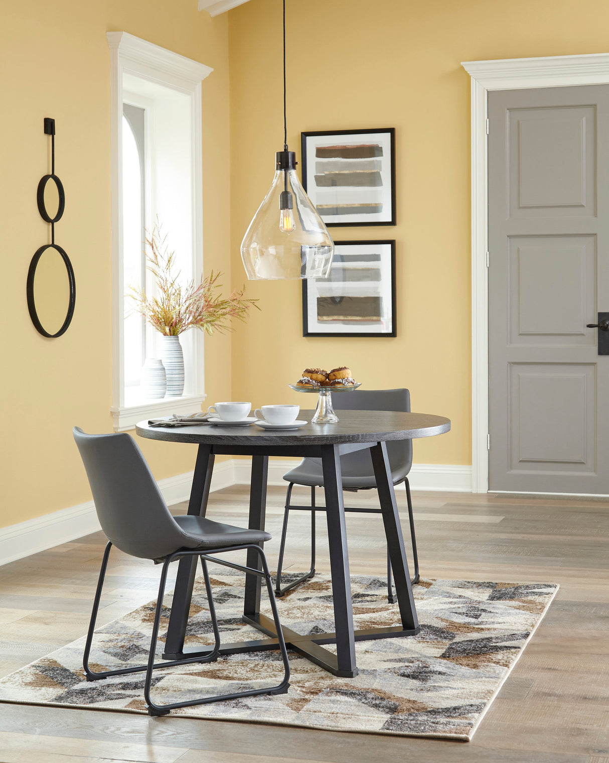 Centiar Gray/Gray 3-Piece Round Dining Set