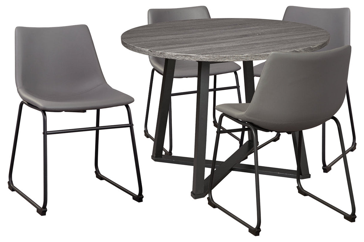 Centiar Gray/Black Dining Table with 4 Chairs