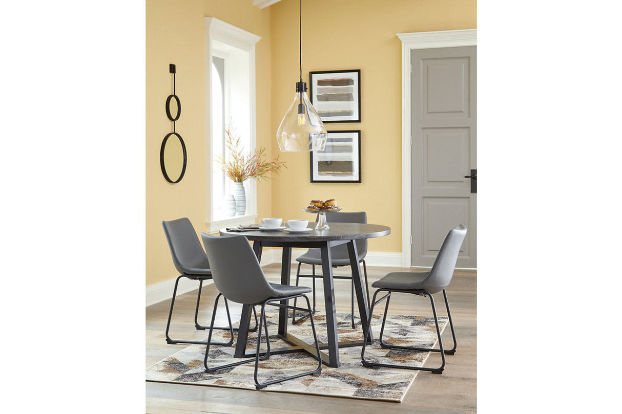 Centiar Gray/Black Dining Table with 4 Chairs