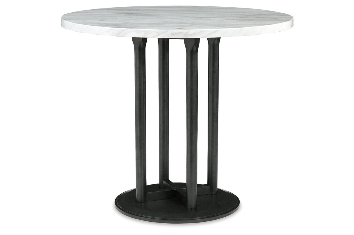 Centiar White/White Counter Height Dining Table and 4 Barstools