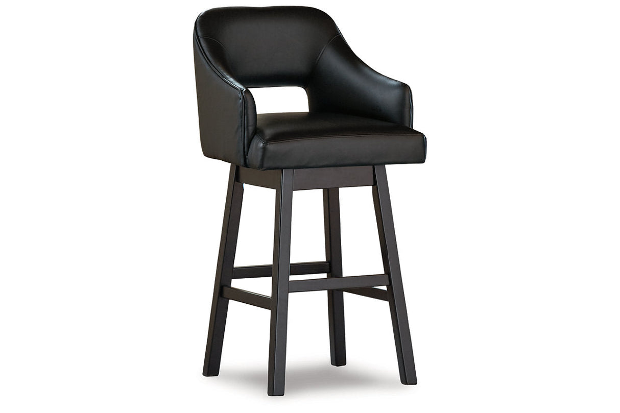 Tallenger Black/Dark Brown Bar Height Barstool, Set of 2