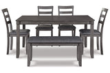 Bridson Gray Dining Table and Chairs with Bench