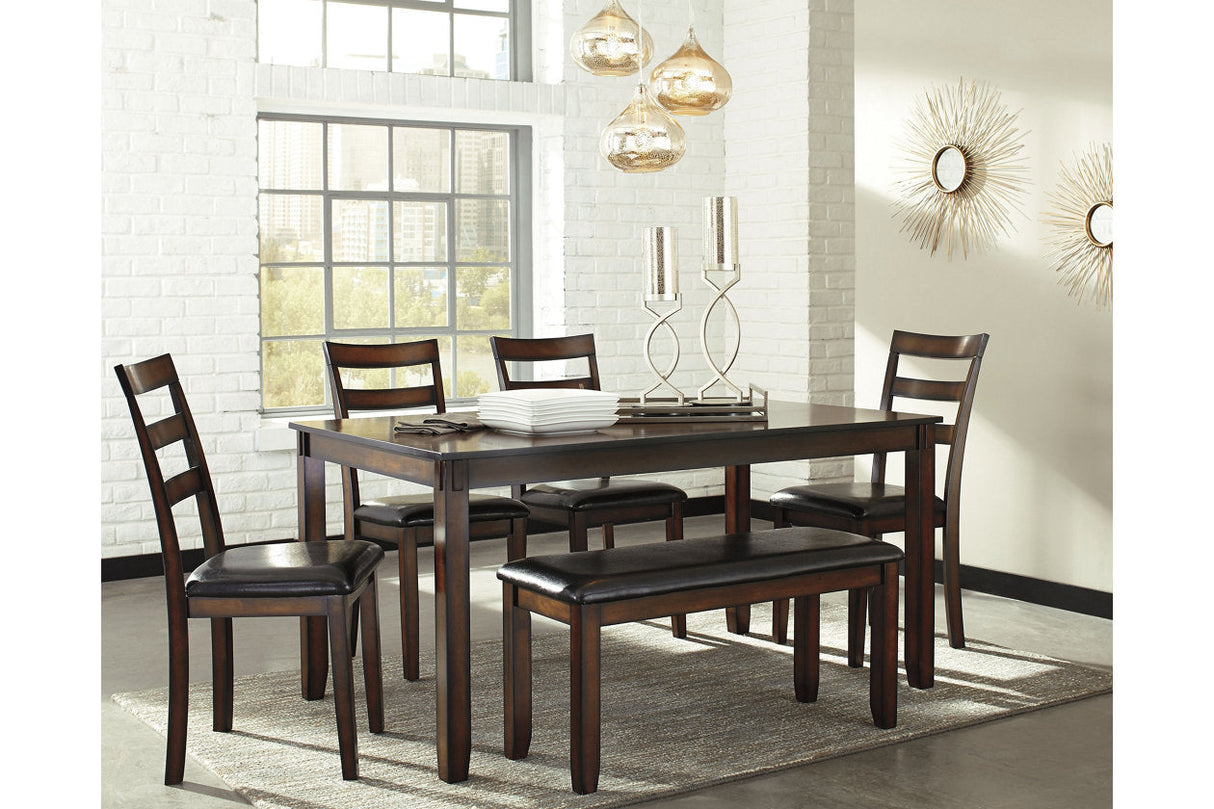 Coviar Brown Dining Table and Chairs with Bench