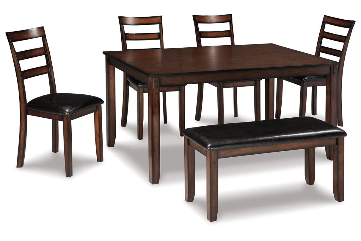 Coviar Brown Dining Table and Chairs with Bench