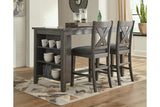 Caitbrook Gray Counter Height Dining Table and 2 Barstools