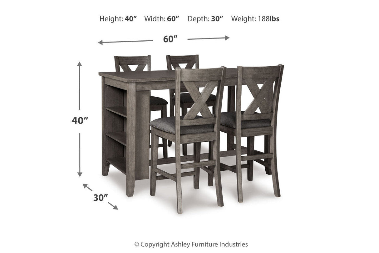 Caitbrook Gray Counter Height Dining Table and 4 Barstools