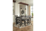 Caitbrook Gray Counter Height Dining Table and 4 Barstools