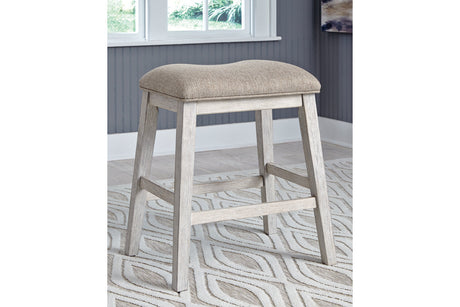 Skempton White/Light Brown Counter Height Barstool, Set of 2