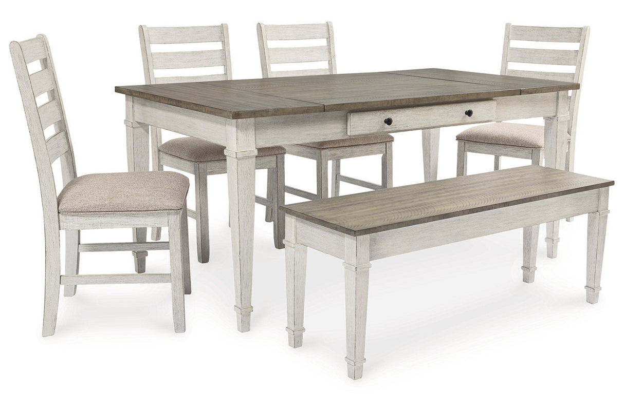 Skempton Two-tone Dining Table, 4 Chairs, and Bench