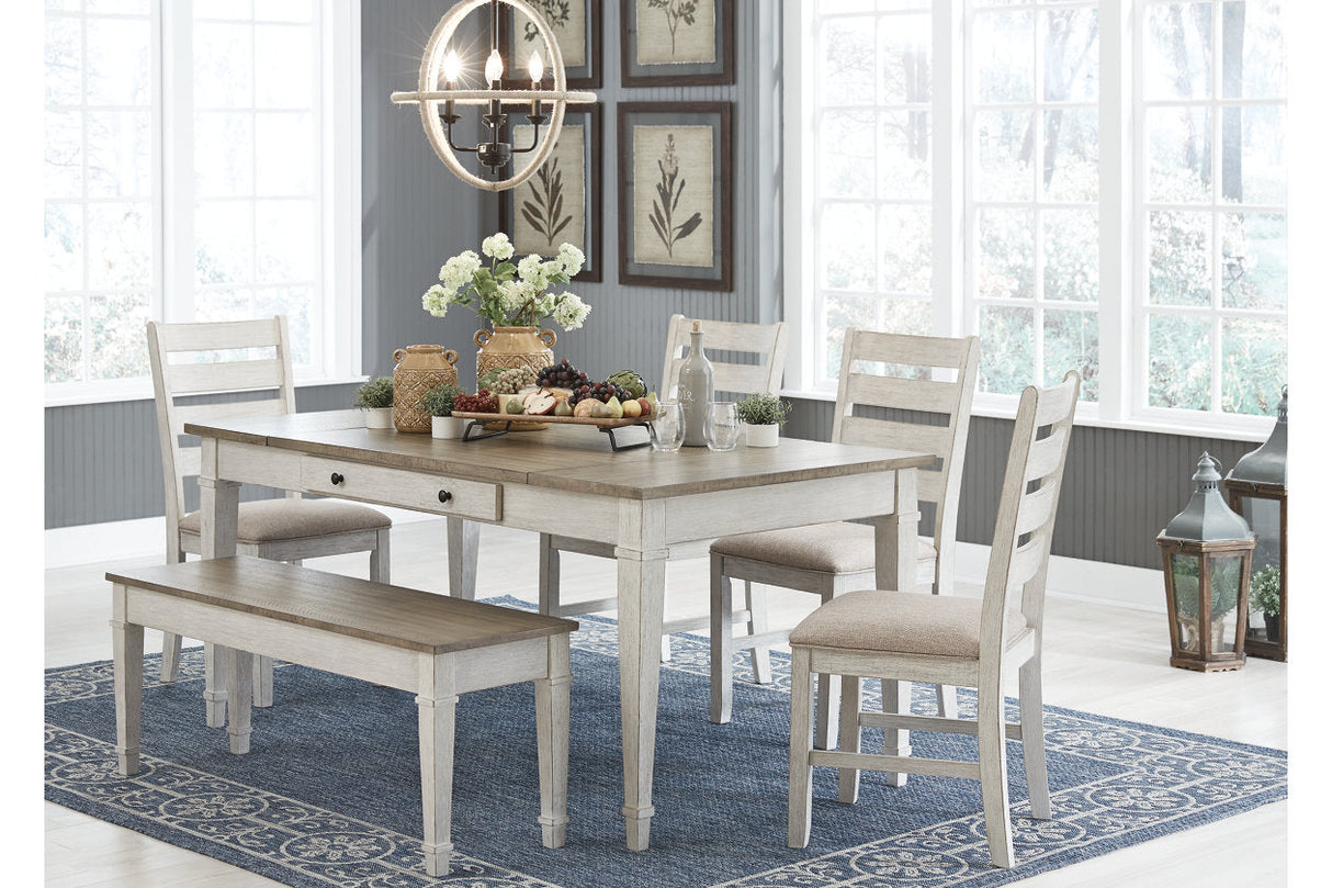 Skempton Two-tone Dining Table, 4 Chairs, and Bench