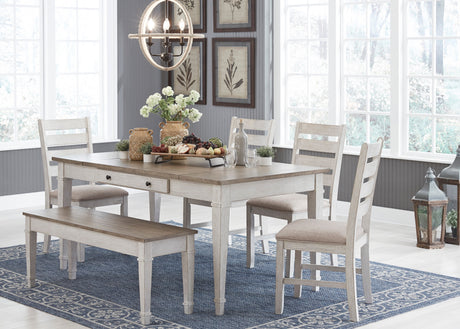 Skempton White/Light Brown Dining Room Set